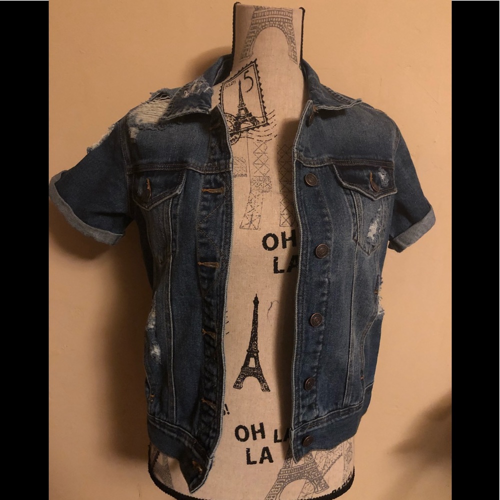 Pacsun Distress short sleeve jean jacket